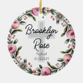 Gepersonaliseerde Kruis doop gunst Keramisch Ornament (Achterkant)