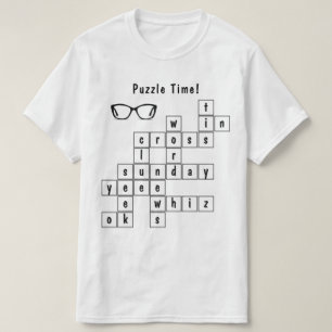 Gepersonaliseerde kruiswoordpuzzel zwart-wit t-shirt