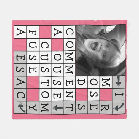 Gepersonaliseerde kruiswoordraadsel met aangepaste fleece deken (Voorkant (Horizontaal))