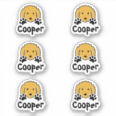 Gepersonaliseerde krullend gele hondennaam sticker (Voorkant)
