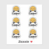 Gepersonaliseerde krullend gele hondennaam sticker (Vel)