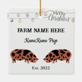 Gepersonaliseerde KuneKune Pig Boerderij Witte Ker Keramisch Ornament