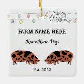 Gepersonaliseerde KuneKune Pig Boerderij Witte Ker Keramisch Ornament (Voorkant)