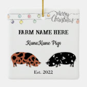 Gepersonaliseerde KuneKune Pig Boerderij Witte Ker Keramisch Ornament (Achterkant)