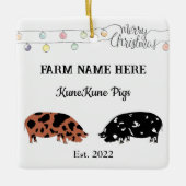 Gepersonaliseerde KuneKune Pig Boerderij Witte Ker Keramisch Ornament (Voorkant)