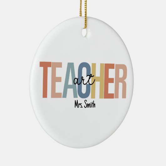 Gepersonaliseerde kunst leraar kerst keramisch ornament (Rechts)