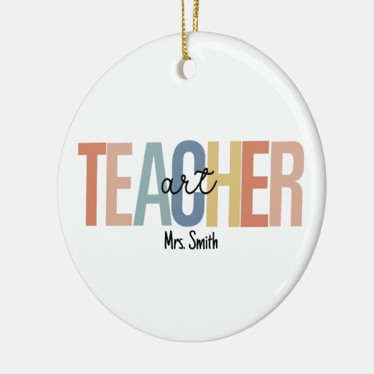 Gepersonaliseerde kunst leraar kerst keramisch ornament (Links)