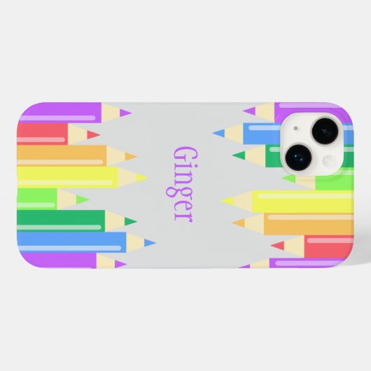 Gepersonaliseerde kunst potlood heldere kleuren ku Case-Mate iPhone case (Achterkant (horizontaal))