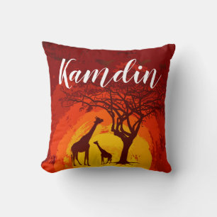 Gepersonaliseerde Kussen African Safari Giraffe Zo