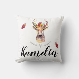 Gepersonaliseerde kussen boho hert Buck Head Brown