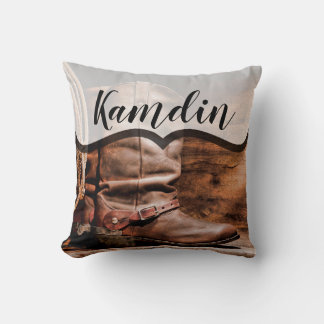 Gepersonaliseerde kussen cowboy laarzen schuur hou