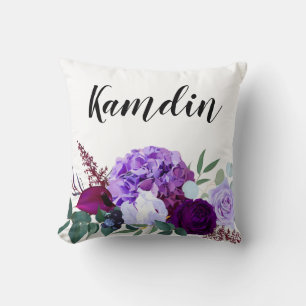 Gepersonaliseerde kussen Lavendel Hibiscus op wit