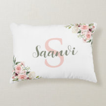 Gepersonaliseerde kussen met initiaal, naam, en ro