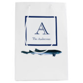 Gepersonaliseerde Kust Marine Blauw Wit Haai Mediu Medium Cadeauzakje (Voorkant)