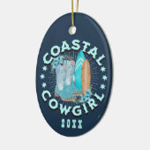 Gepersonaliseerde Kustcowgirl Kerstmis Keramisch Ornament (Links)
