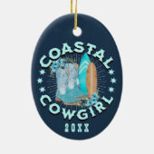 Gepersonaliseerde Kustcowgirl Kerstmis Keramisch Ornament (Achterkant)