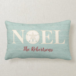 Gepersonaliseerde Kustkerststrand Noel Kussen