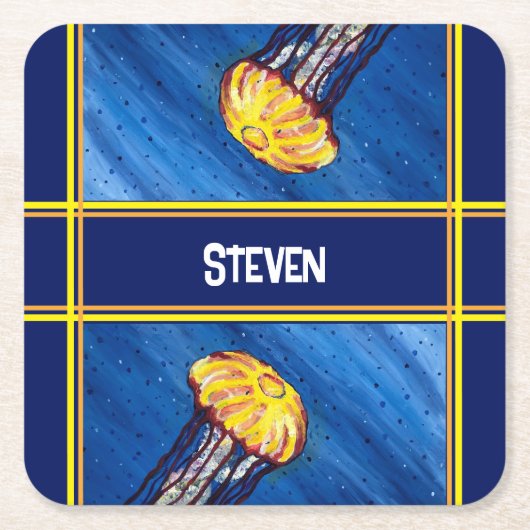 Gepersonaliseerde kwallen kartonnen onderzetters (Voorkant)