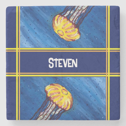 Gepersonaliseerde kwallen stenen onderzetter (Voorkant)