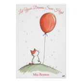 Gepersonaliseerde Kwekerij Kunst – Kat met Rode Ba Perfect Poster (Voorkant)