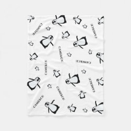 Gepersonaliseerde kwekerij zwart-witte pinguïn fleece deken