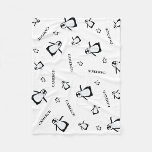 Gepersonaliseerde kwekerij zwart-witte pinguïn fleece deken