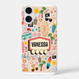 Gepersonaliseerde L.A. Vibes Doodle iPhone 16 Hoesje