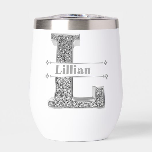 Gepersonaliseerde L Initiaal Silver Monogram Jouw  (Voorkant)