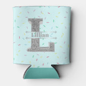 Gepersonaliseerde L Initiaal Silver Monogram Jouw  Blikjeskoeler (Voorkant)