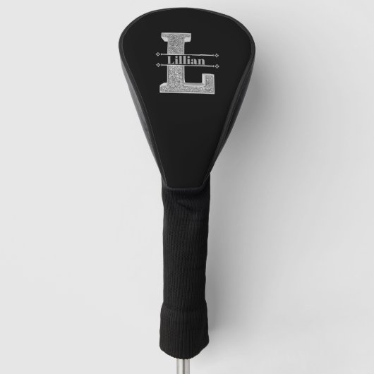 Gepersonaliseerde L Initiaal Silver Monogram Jouw  Golfheadcover (Voorkant)