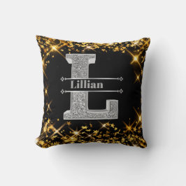 Gepersonaliseerde L Initiaal Silver Monogram Jouw  Kussen