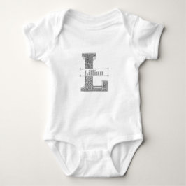 Gepersonaliseerde L Initiaal Silver Monogram Jouw  Romper