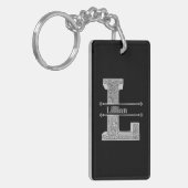 Gepersonaliseerde L Initiaal Silver Monogram Jouw  Sleutelhanger (Voorkant Links)