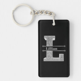Gepersonaliseerde L Initiaal Silver Monogram Jouw  Sleutelhanger