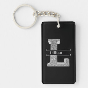 Gepersonaliseerde L Initiaal Silver Monogram Jouw Sleutelhanger