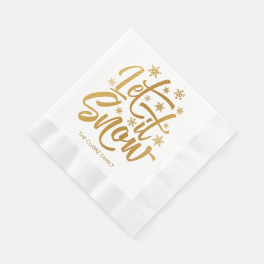 Gepersonaliseerde Laat het Sneeuwgoud Folie Vakant Servet (Hoek)