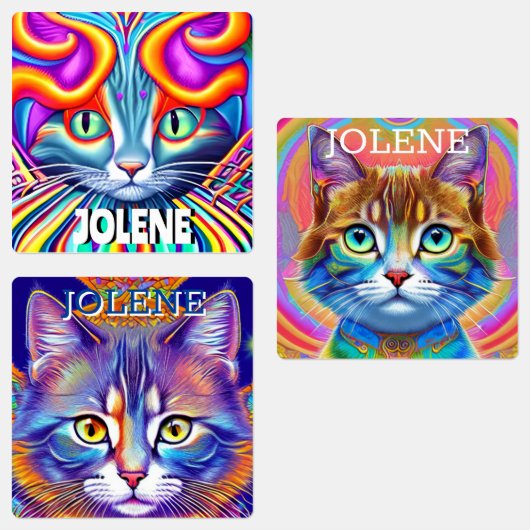 Gepersonaliseerde labels | Unieke mystieke kat (Groep)