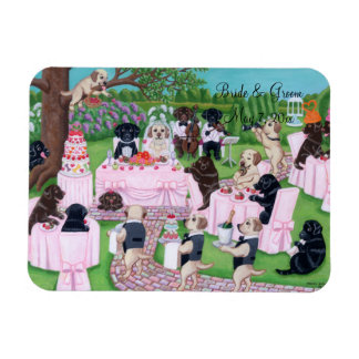 Gepersonaliseerde labrador bruiloft schilderij magneet