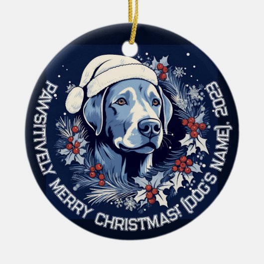 Gepersonaliseerde Labrador DOG Holiday Charm Keramisch Ornament (Voorkant)
