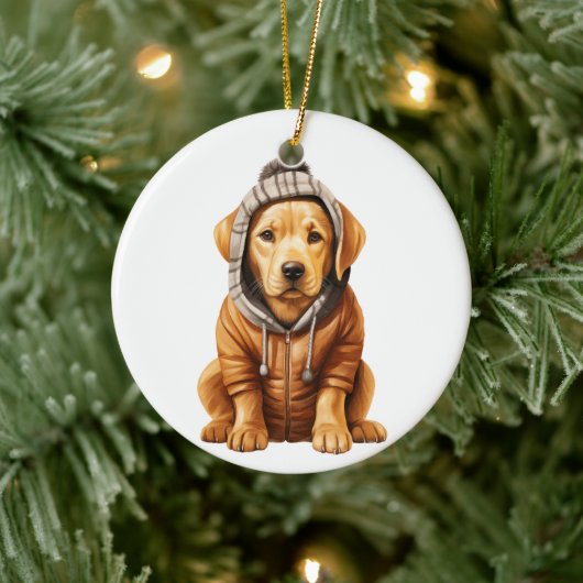 Gepersonaliseerde labrador retriever hondenkunst keramisch ornament (Boom)