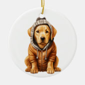 Gepersonaliseerde labrador retriever hondenkunst keramisch ornament (Voorkant)