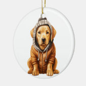 Gepersonaliseerde labrador retriever hondenkunst keramisch ornament (Links)