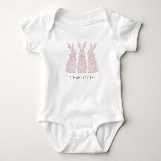 Gepersonaliseerde Lace Bunny Baby Bodysuit (Voorkant)