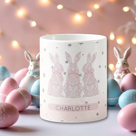 Gepersonaliseerde Lace Bunny Easter Mok