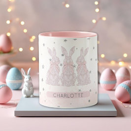 Gepersonaliseerde Lace Bunny Easter Mok