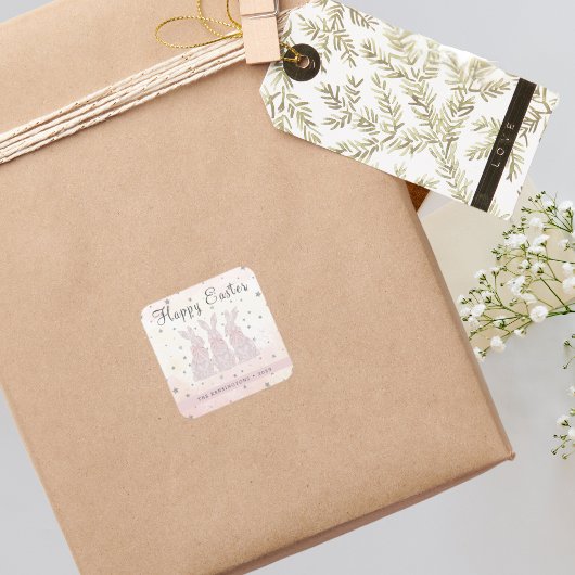 Gepersonaliseerde Lace Bunny Easter Stickers