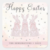 Gepersonaliseerde Lace Bunny Easter Stickers (Voorkant)