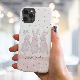 Gepersonaliseerde Lace Bunny iPhone Case
