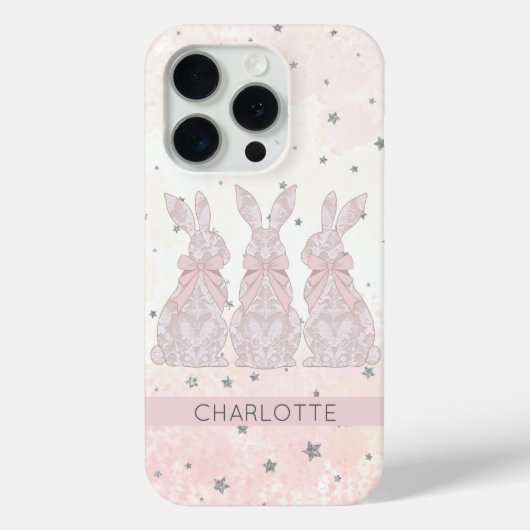 Gepersonaliseerde Lace Bunny iPhone Case (Achterkant)