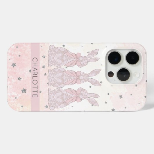 Gepersonaliseerde Lace Bunny iPhone Case (Achterkant (horizontaal))